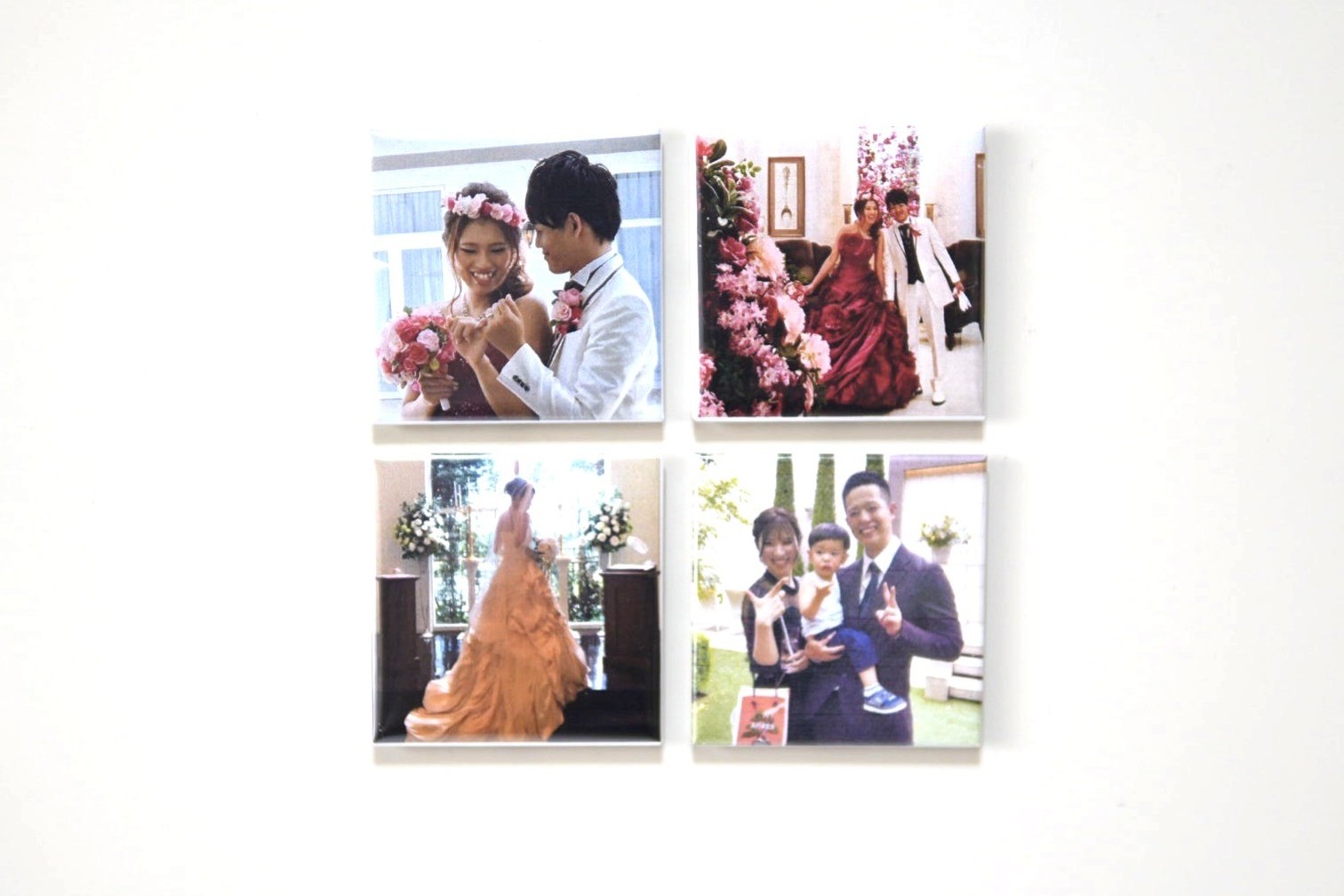 4ピースの写真マグネットセット